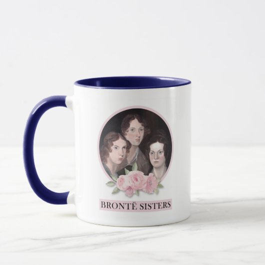Mug Portrait de soeurs Bronte avec roses roses roses (Gauche)