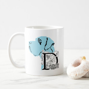 Mug Portrait de tête de Dogue Allemand et nom de race