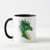 Mug Portrait de tête de dragon vert émeraude Fantastiq (Gauche)