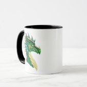Mug Portrait de tête de dragon vert émeraude Fantastiq (Devant gauche)