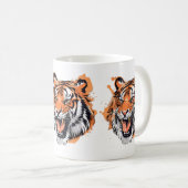 Mug Portrait de tigre grinçant. (Devant droit)
