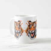 Mug Portrait de tigre grinçant. (Devant gauche)