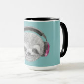 Mug Portrait des écouteurs de port de la paresse | (Devant droit)