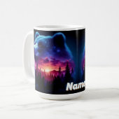 Mug Portrait d'ours à double exposition avec coucher d (Devant gauche)