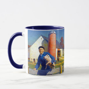 Mug Portrait d'un fermier N C Wyeth Americana Art 15oz