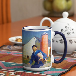 Mug Portrait d'un fermier N C Wyeth Americana Art 15oz