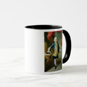 Mug Portrait d'un garçon avec l'épagneul d'animal (Devant droit)