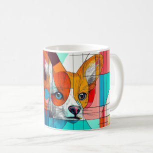 Mug portrait d'un renard dans un style cubiste et géom