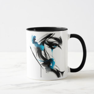 Mug Portrait d'une Femme Au Regard Envoûtant.