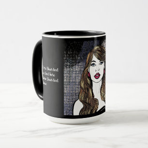 Mug portrait d'une fille aux longs cheveux bruns perso