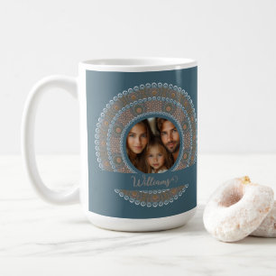 Mug Portrait familial personnalisé Turquoise et Mandal