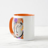 Mug Portrait féminin abstrait aux couleurs vives (Devant gauche)
