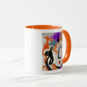 Mug Portrait féminin abstrait aux couleurs vives (Devant droit)