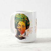 Mug Portrait féminin africain avec coucher de soleil (Devant gauche)
