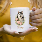 Mug Portrait floral de Husky sibérien