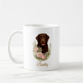 Mug Portrait floral de Labrador chocolat (Gauche)