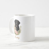 Mug Portrait floral de Labrador noir (Devant gauche)