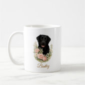 Mug Portrait floral de Labrador noir (Gauche)