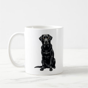 Mug Portrait Illustré de Chien Labrador Retriever Noir