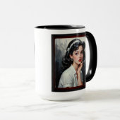 Mug Portrait inspiré par Retro d'une jeune femme réflé (Devant droit)
