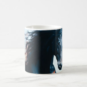 Mug Portrait minimaliste de cheval noir de course