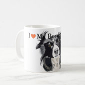 Mug Portrait noir et blanc de border collie (Devant gauche)