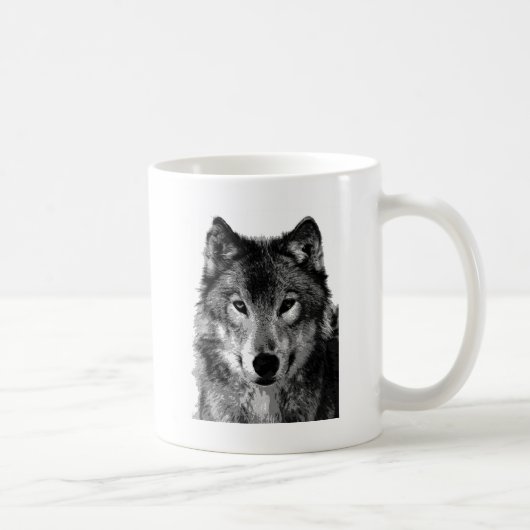 Mug Portrait noir et blanc Wolf (Droite)