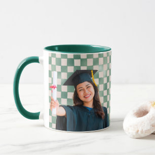 Mug Portrait personnalisé à carreaux verts pour la rem