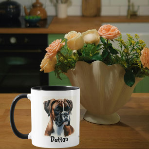 Mug Portrait personnalisé de Boxer aquarelle mignon