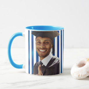 Mug Portrait personnalisé pour homme en lignes bleues 