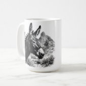 Mug Portrait rustique Donkey en noir et blanc (Devant gauche)