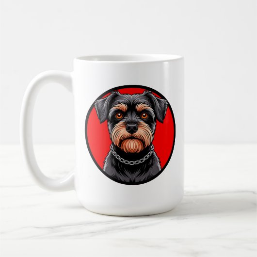 Mug Portrait stylisé d'un Terrier Noir (Gauche)
