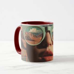 Mug Portrait surréaliste avec des lunettes reflétant l