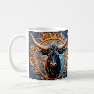 Mug Portrait vibrant du bœuf avec motifs floraux