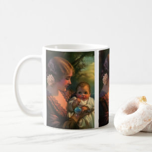 Mug Portrait vintage de la fête des Mères, maman et bé