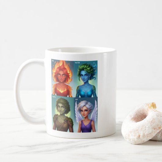 Mug Portraits d'Imaginaire élémentaire Eau de feu Terr (Avec donut)