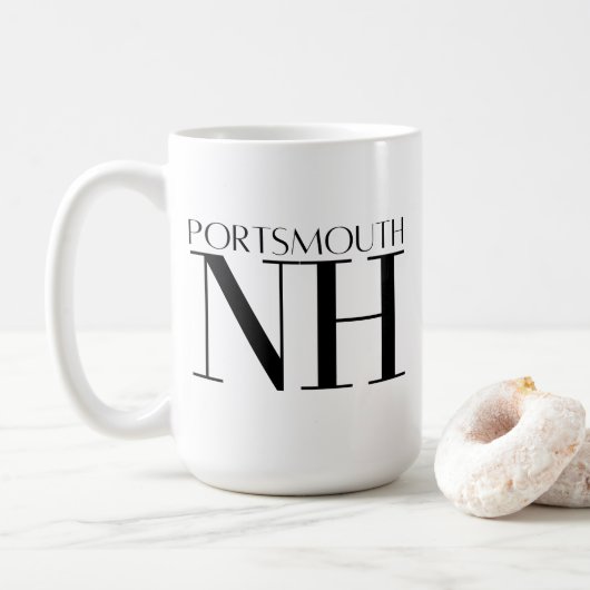 Mug Portsmouth New Hampshire Black & White (Avec donut)