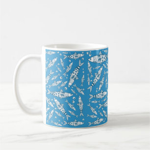 Mug Portugais Lisbonne Sardines Motif Azulejos Bleu