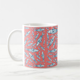 Mug Portugais Lisbonne Sardines Motif Azulejos rose
