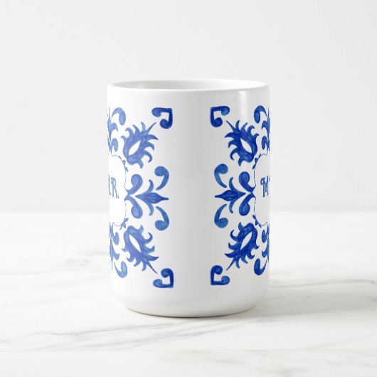 Mug Portuguese Blue Tile Monogram (Centre)