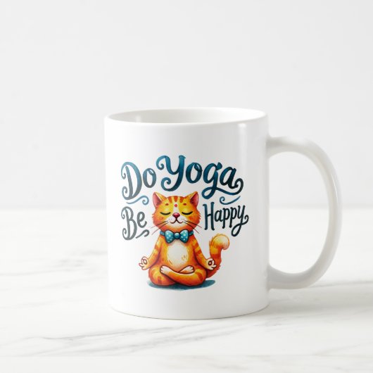 Mug Pose Yoga Chat - Do Yoga, Be Happy (Droite)