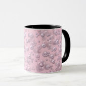 Mug Poseurs de perles rose-blanc sur velours rose (Devant droit)