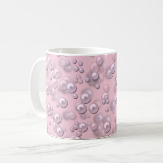 Mug Poseurs de perles rose-blanc sur velours rose (Devant gauche)