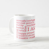 Mug Positif heureux de pensées JE SUIS rose de (Devant gauche)