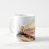 Mug Positif Vibes Beach coucher de soleil avec oiseaux (Devant gauche)
