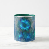 Mug Position, Abstrait bleu turquoise fractal (Centre)