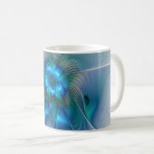 Mug Position, Abstrait bleu turquoise fractal (Devant droit)