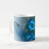 Mug Position, Abstrait bleu turquoise fractal (Devant gauche)
