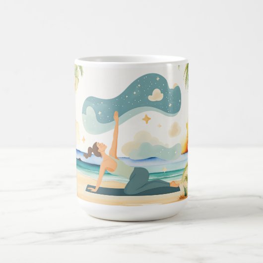 Mug Position de yoga au bord de la plage (Centre)