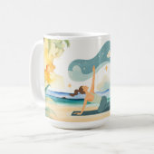 Mug Position de yoga au bord de la plage (Devant gauche)